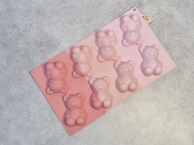Molde silicona tricolor rosa 8 ositos 